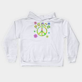 RetroTie Dye Peace Sign with Flowers Kids Hoodie